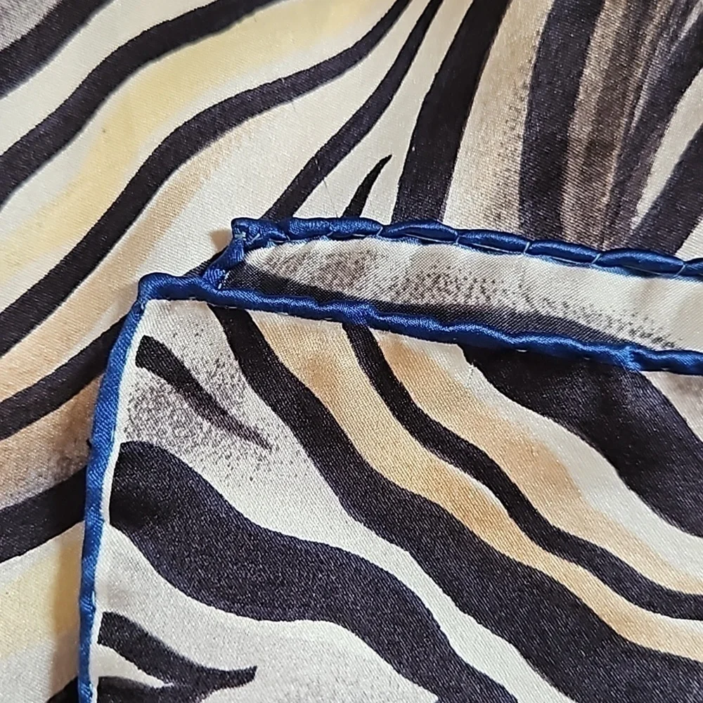 VTG Handrolled Silk Jungle Zebra Scarf